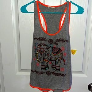 Brand is daily special it’s size m gray tank w elephant design